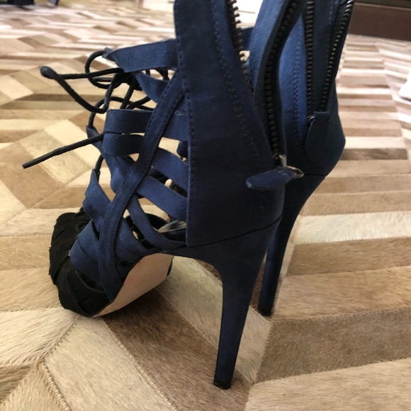 Zara blue and black suede heels size 10 - Picture 4 of 14